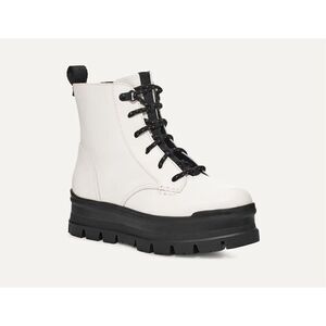 UGG Women's White Black Sidnee Waterproof Platform Lug Combat Boots Size 9 NWOT